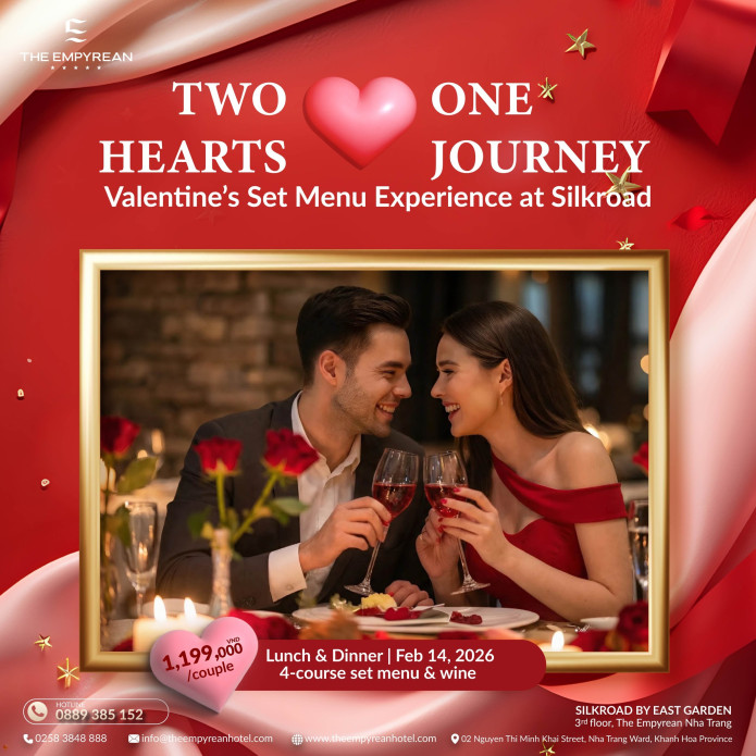 ДВА СЕРДЦА - ОДНО ПУТЕШЕСТВИЕ | Комплексное меню на день Святого Валентина в Эмпирейском Нячанге